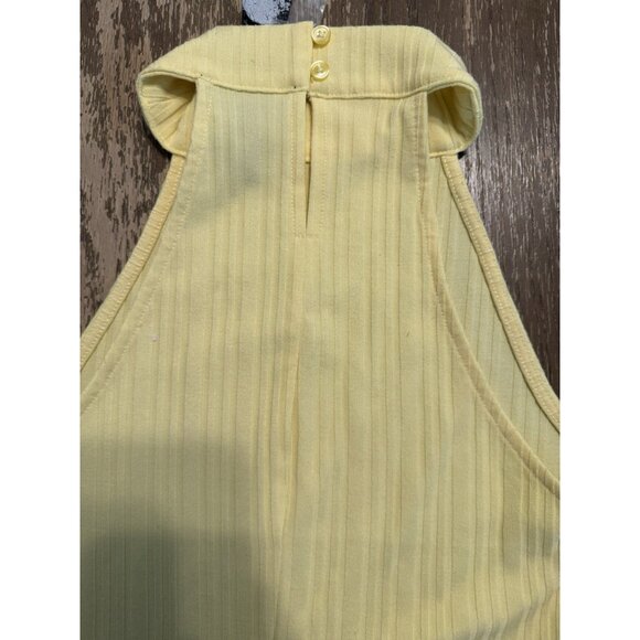 Forever 21 Butter Pastel Yellow Mini Halter Dress Bodycon NWT Ribbed SMALL - Picture 10 of 11